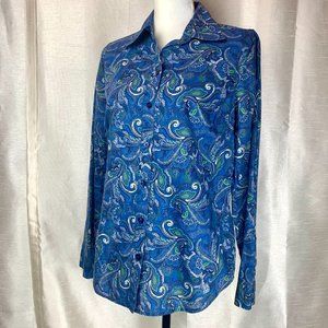 IZOD Cotton Paisley Button Down Shirt M